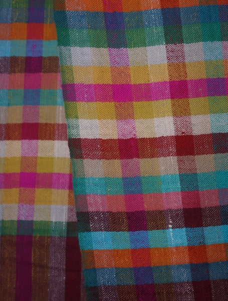 Multi Color Check handwoven Cashmere Pashmina Scarf