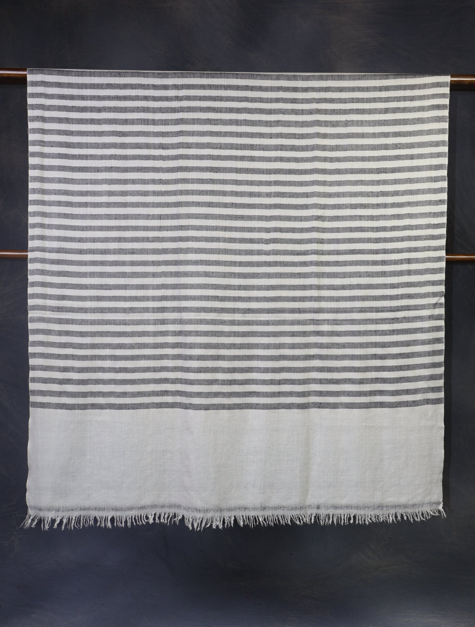 Ivory Striped handwoven Cashmere Pashmina Shawl