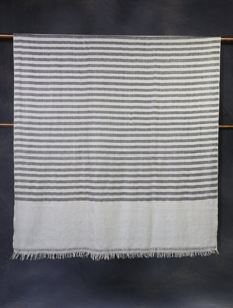 Ivory Striped handwoven Cashmere Pashmina Shawl