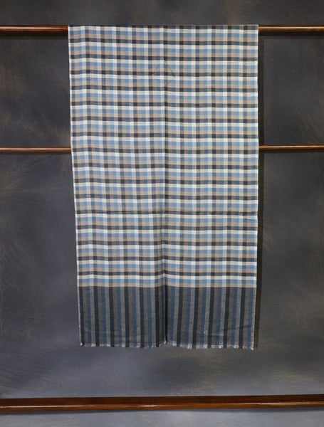 Blue and white Check handwoven Cashmere Pashmina Scarf