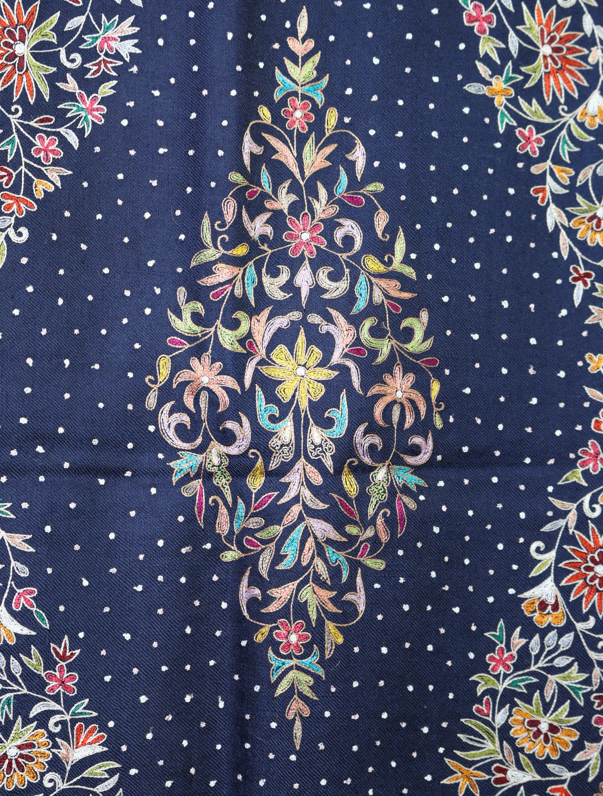 Navy Blue Multicolor Kalamkari Pashmina Shawl