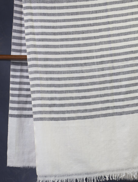 Ivory Striped handwoven Cashmere Pashmina Shawl