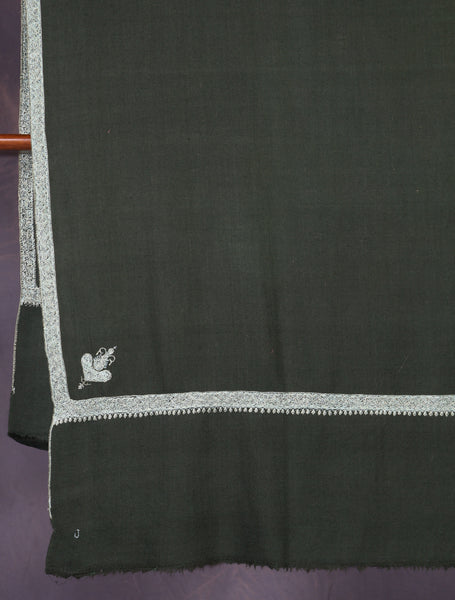 Green Base Border Embroidery Cashmere Pashmina Shawl
