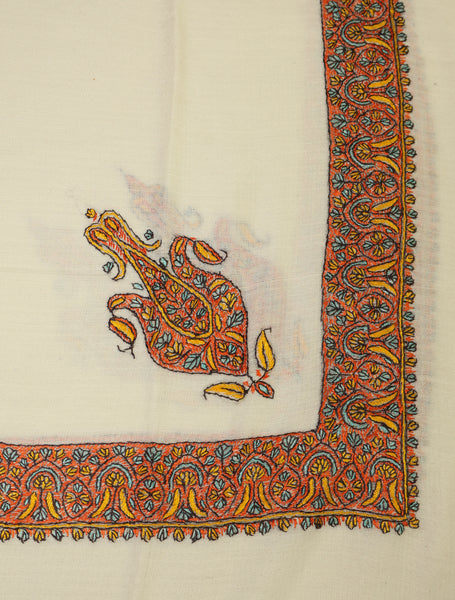 Ivory Base Mussar with brick Yellow and orange Embroidery (Copy)