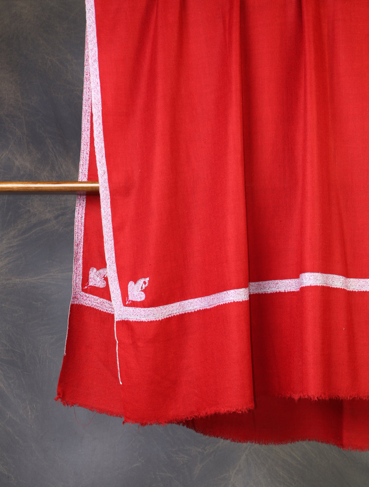 Red Base Border Embroidery Cashmere Pashmina Shawl