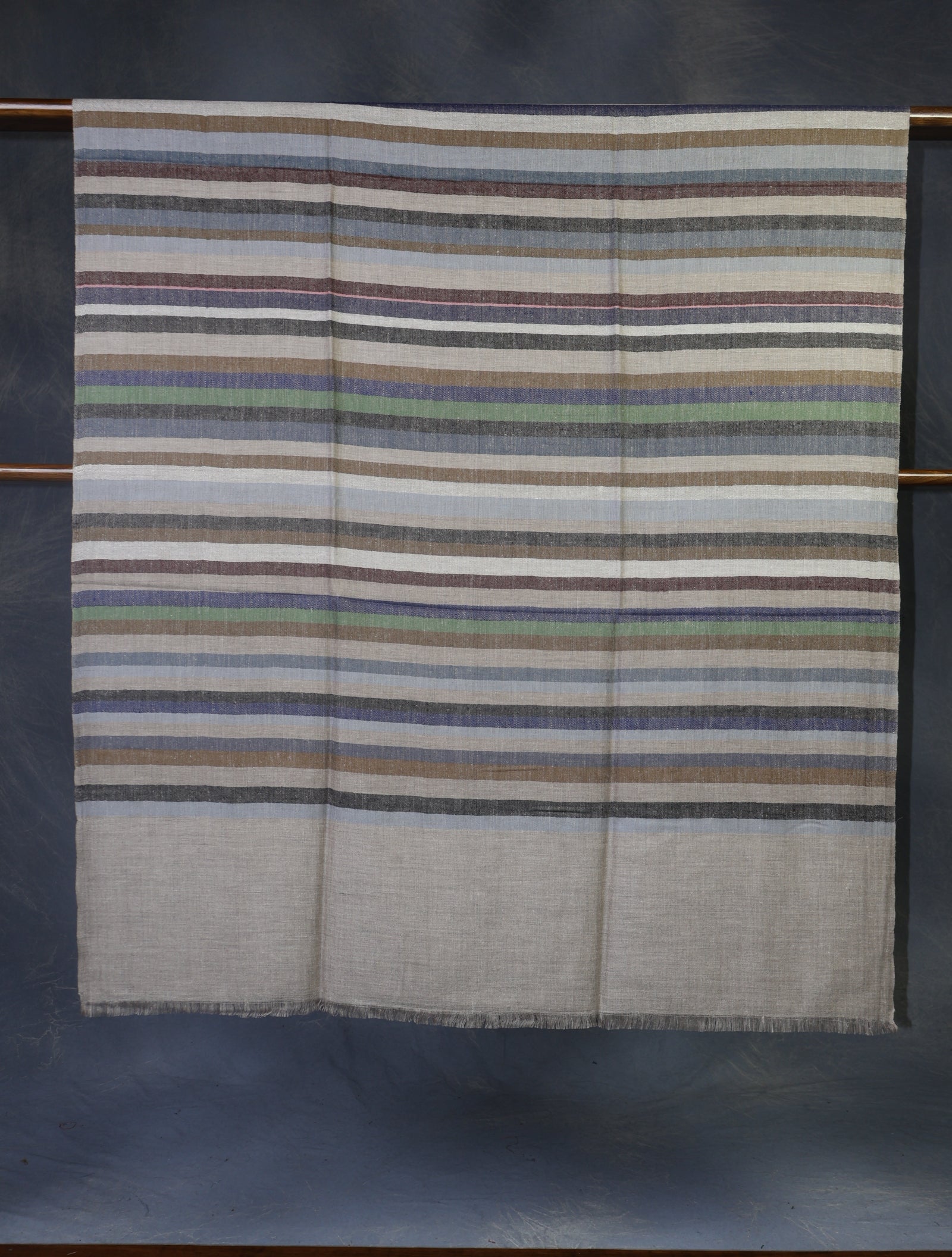 Natural  Striped handwoven Cashmere Pashmina Shawl