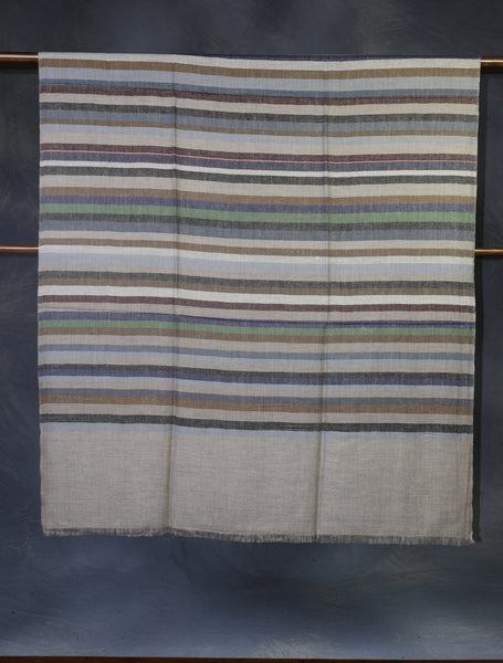 Natural  Striped handwoven Cashmere Pashmina Shawl