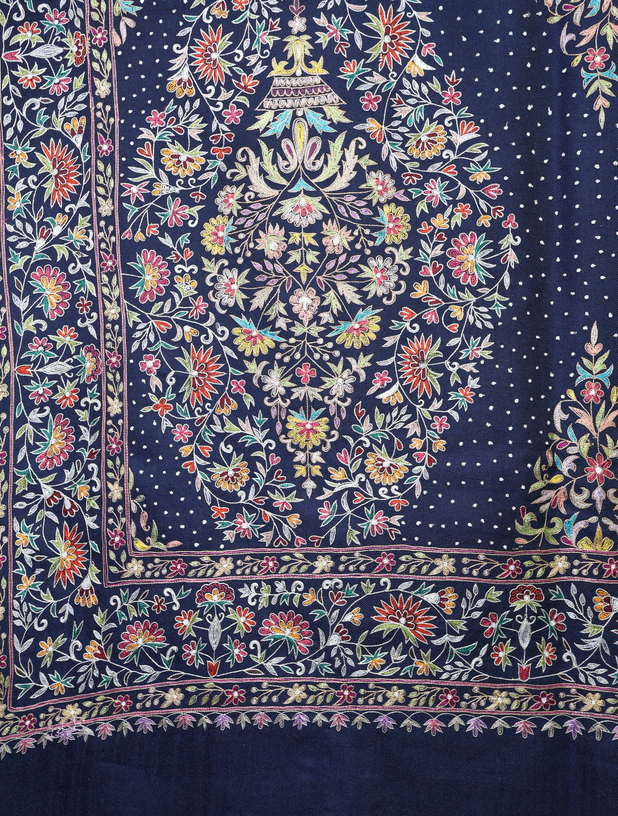 Navy Blue Multicolor Kalamkari Pashmina Shawl