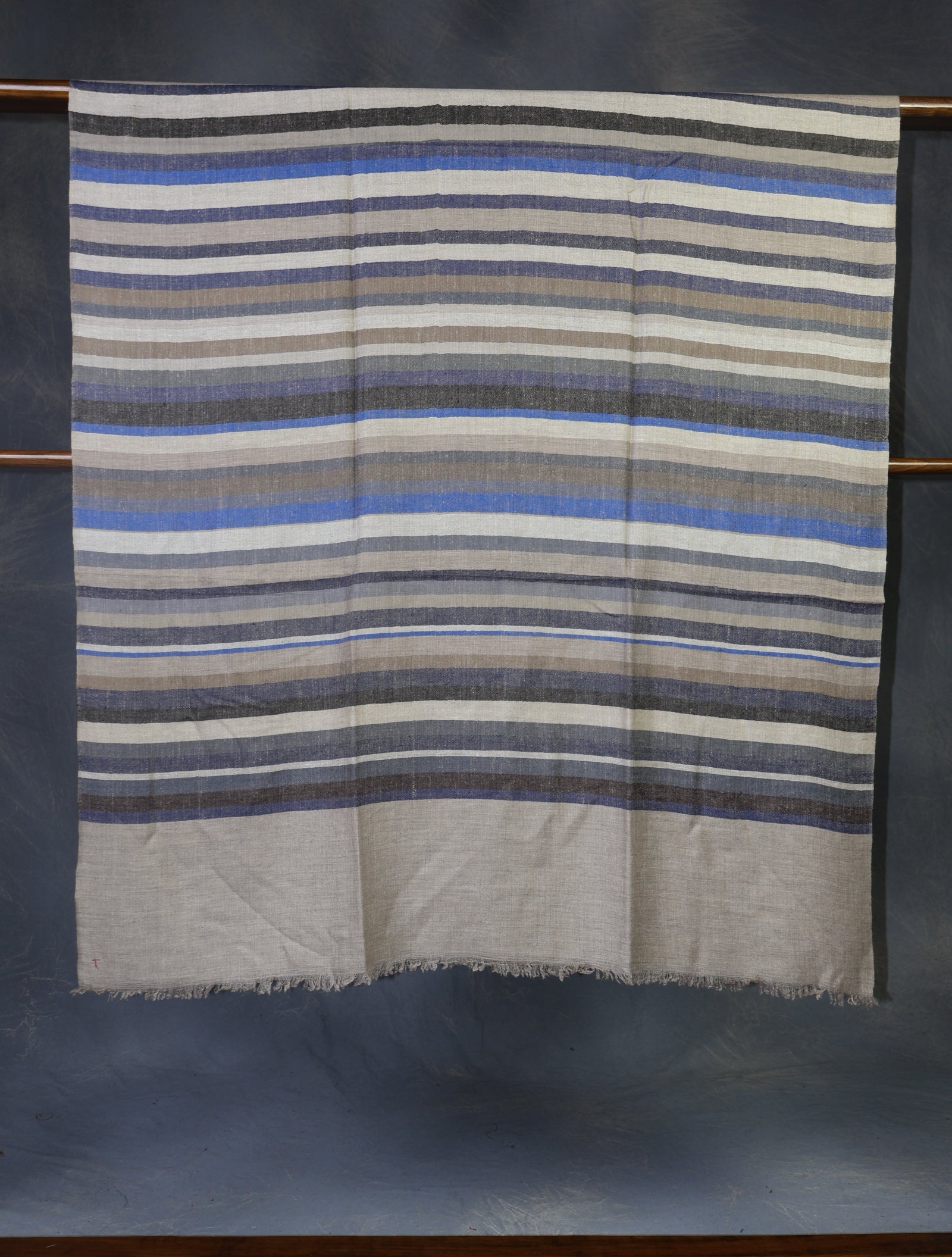 Natural  Striped handwoven Cashmere Pashmina Shawl