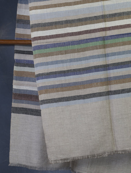 Natural  Striped handwoven Cashmere Pashmina Shawl
