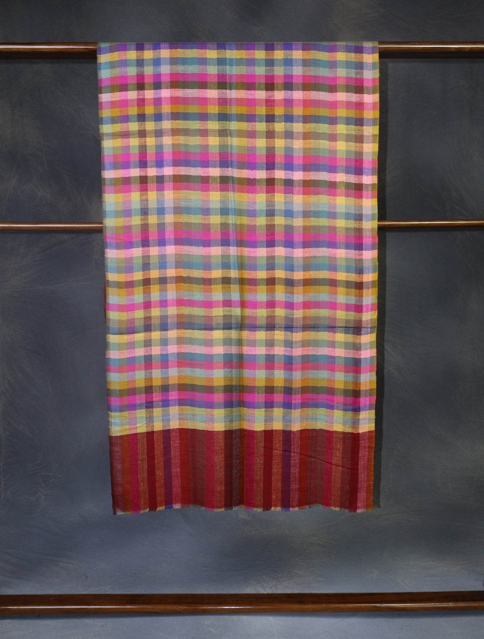 Multi Color Check handwoven Cashmere Pashmina Scarf