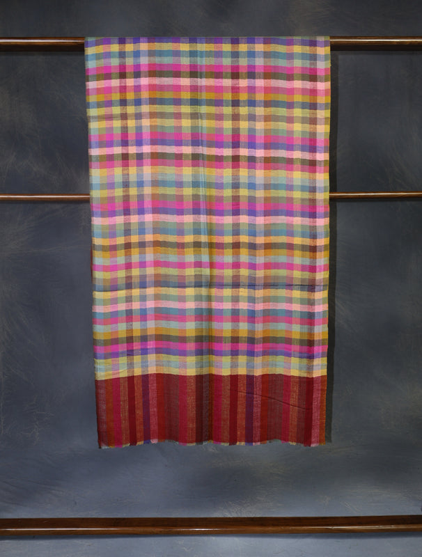 Multi Color Check handwoven Cashmere Pashmina Scarf