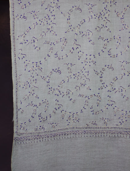 Light Sky Blue Jali Embroidery Cashmere Pashmina Scarf