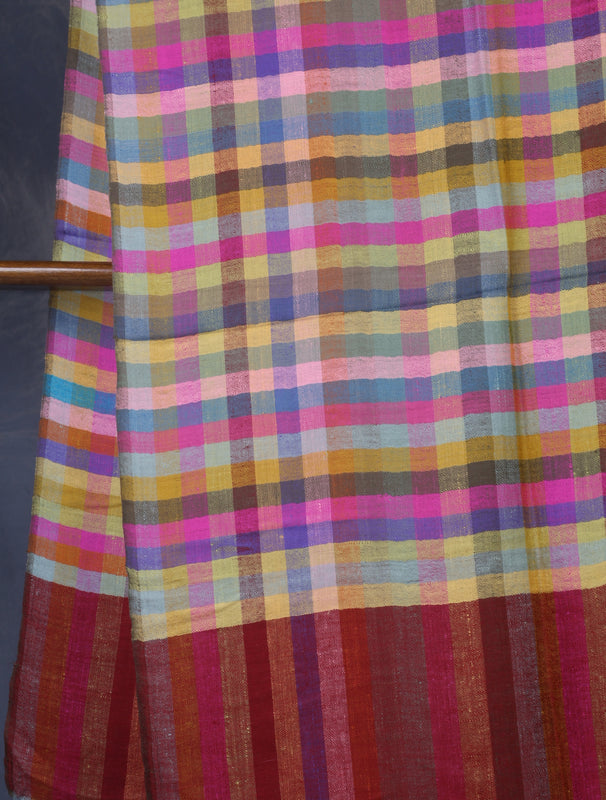Multi Color Check handwoven Cashmere Pashmina Scarf
