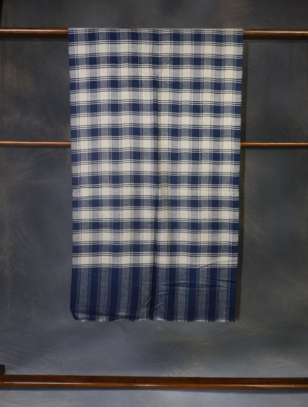 Blue Ivory Color Checked Handwoven Cashmere Pashmina Scarf