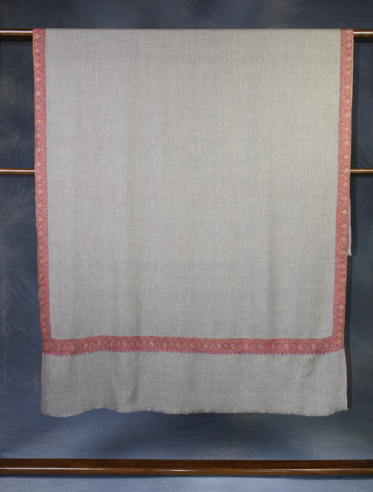 Natural Base Big Border Embroidery Cashmere Pashmina Shawl
