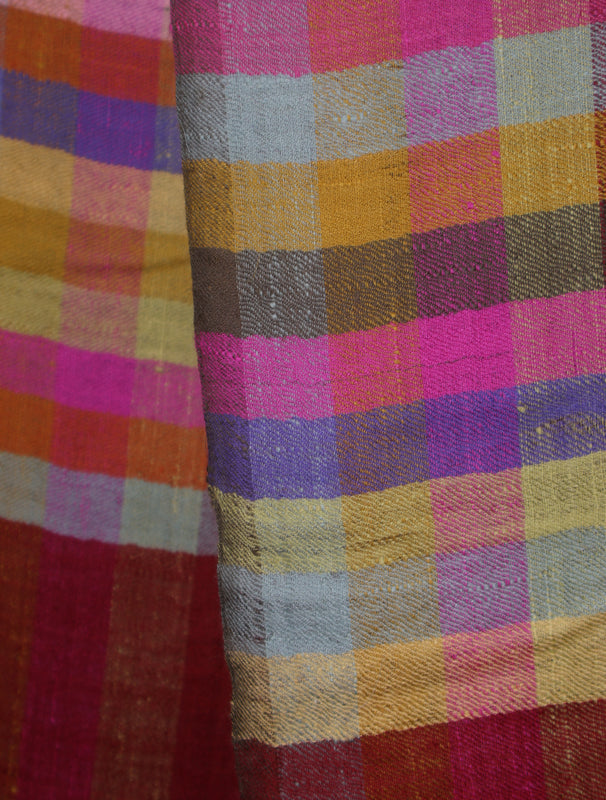 Multi Color Check handwoven Cashmere Pashmina Scarf