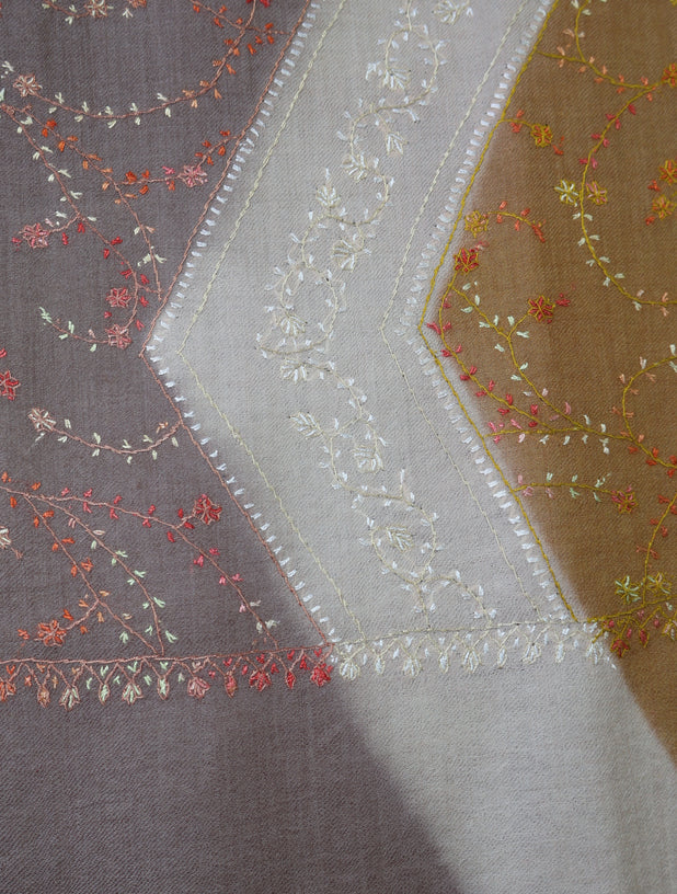 Triple Dye Jali Sozni Embroidery Stole