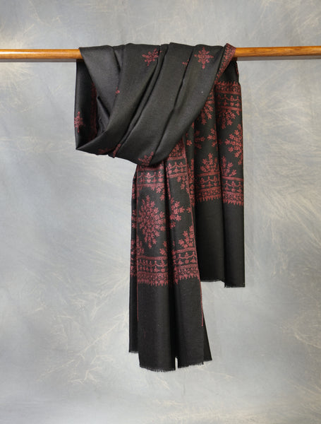 Black Base Big Border Embroidery Cashmere Pashmina Shawl