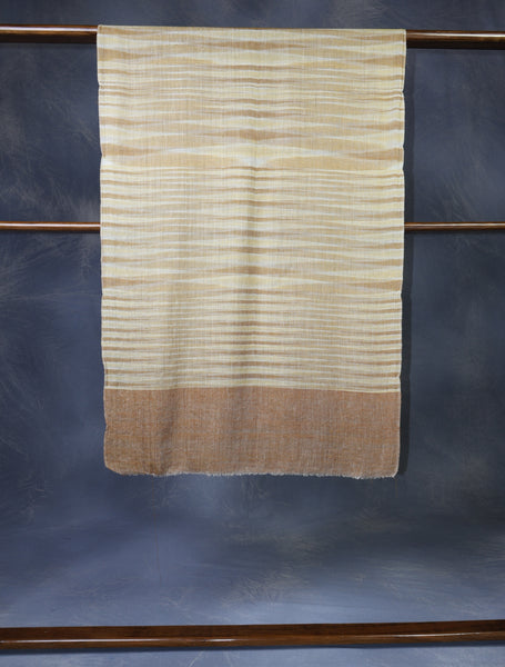 Mustard Striped Handwoven Cashmere Pashmina Scarf