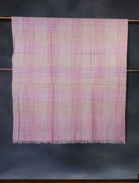 Pink Checked handwoven Cashmere Pashmina Shawl