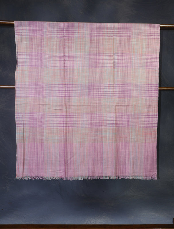 Pink Checked handwoven Cashmere Pashmina Shawl