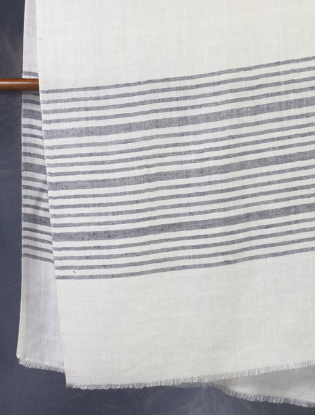 Ivory Base Striped handwoven Cashmere Pashmina Scarf