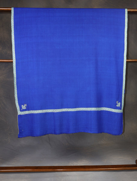 Royal Blue Base Border Embroidery Cashmere Pashmina Shawl