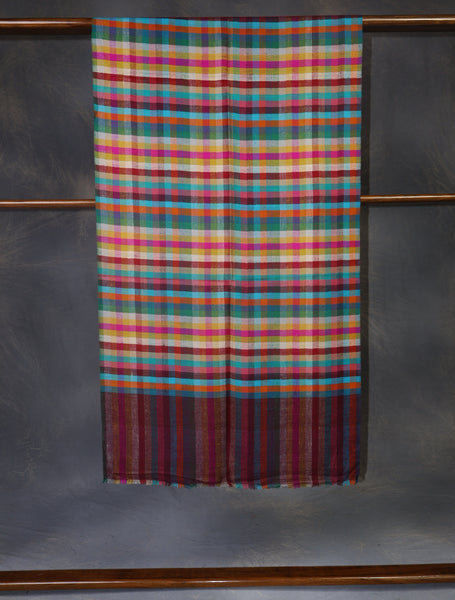Multi Color Check handwoven Cashmere Pashmina Scarf
