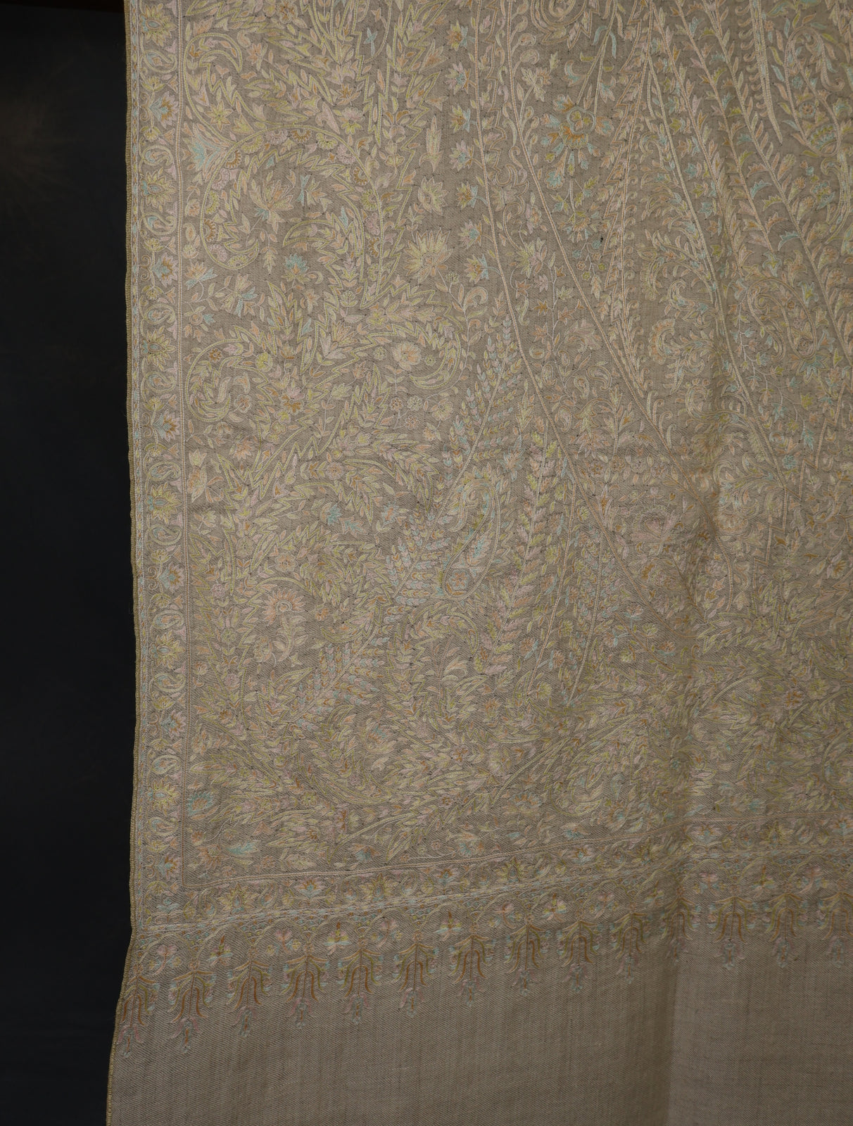 Ivory Color Jamawar Embroidery Pashmina Shawl