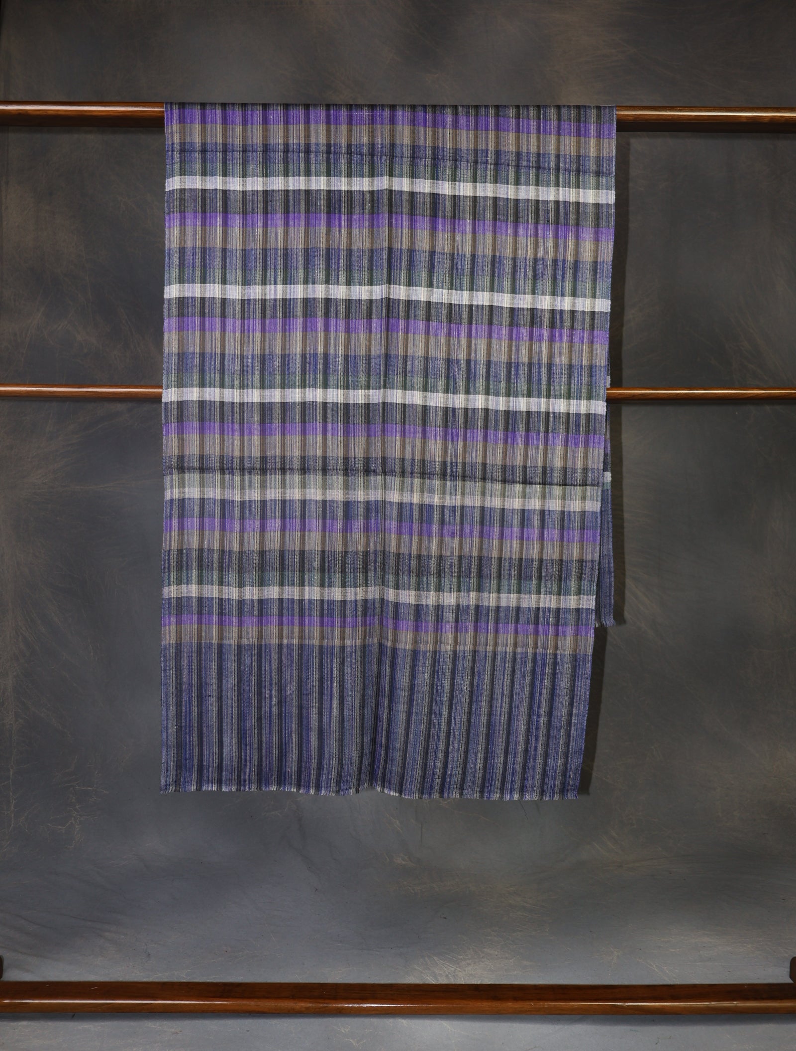 Blue Multi Color Checked Handwoven Cashmere Pashmina Scarf