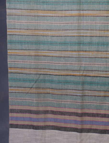Green Striped Natural Handwoven Cashmere Pashmina Scarf