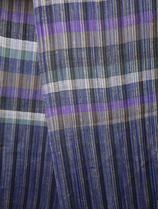 Blue Multi Color Checked Handwoven Cashmere Pashmina Scarf