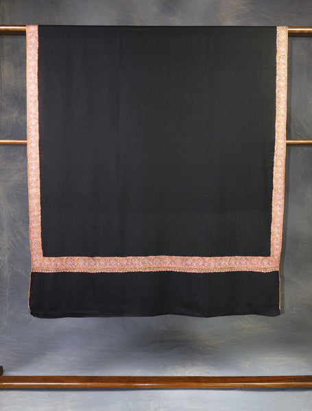 Black Base Big Border Embroidery Cashmere Pashmina Shawl