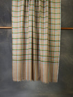 Beige and Pink Plaid Pure Cashmere Pashmina Shawl– Handwoven Luxury