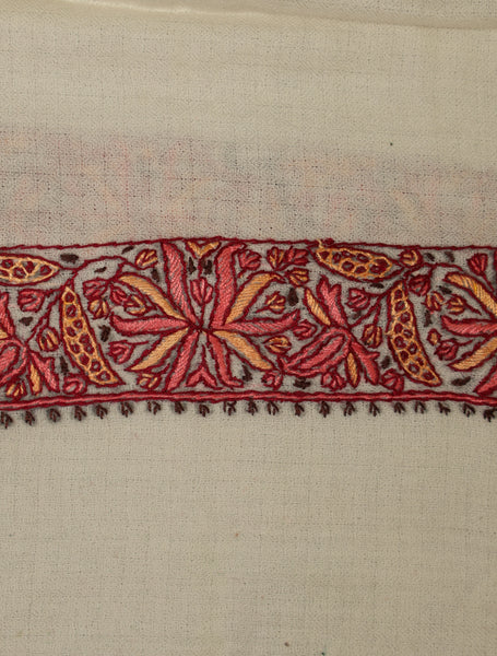 Ivory Base with brick red and orange Embroidery Wool Mussar