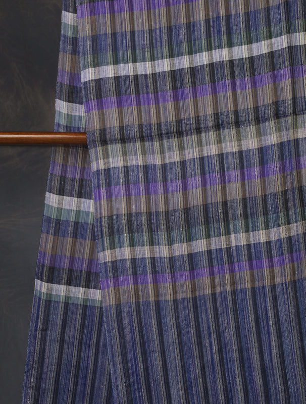 Blue Multi Color Checked Handwoven Cashmere Pashmina Scarf