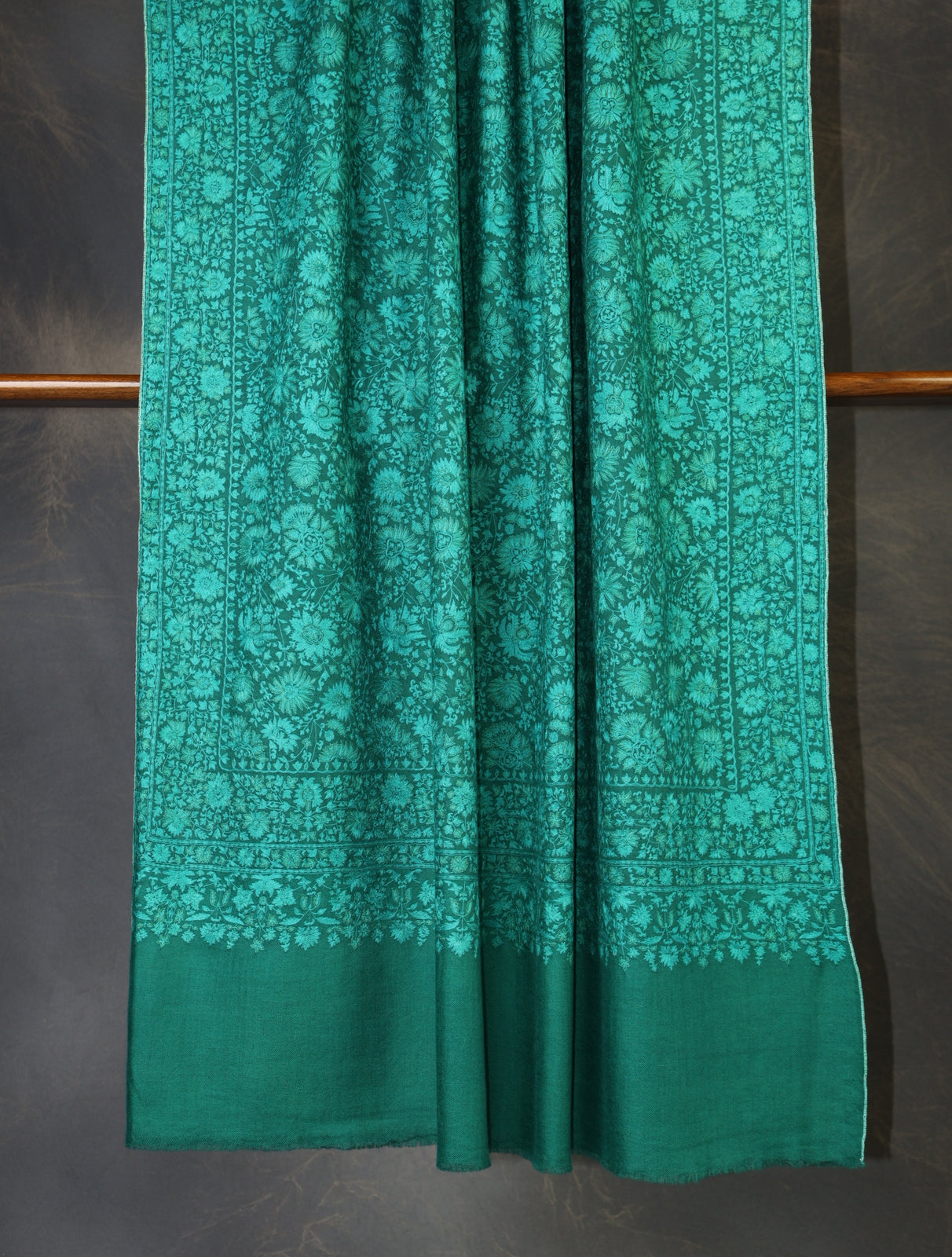 Green Jamawar Embroidery Pashmina Shawl