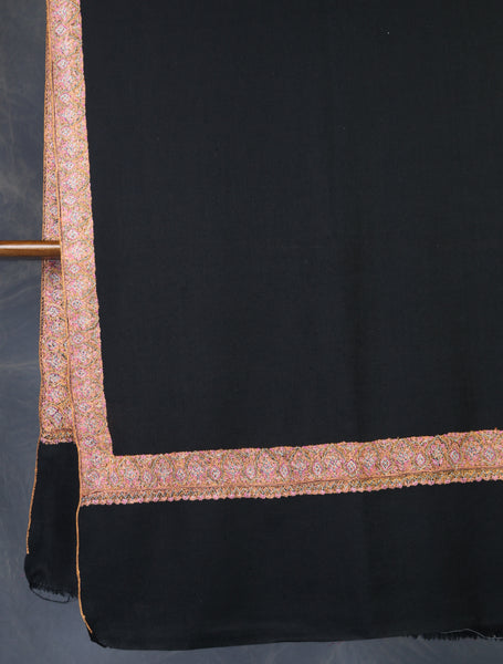 Black Base Big Border Embroidery Cashmere Pashmina Shawl