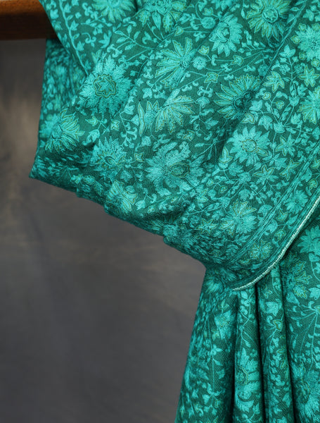 Green Jamawar Embroidery Pashmina Shawl