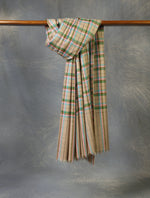 Beige and Pink Plaid Pure Cashmere Pashmina Shawl– Handwoven Luxury