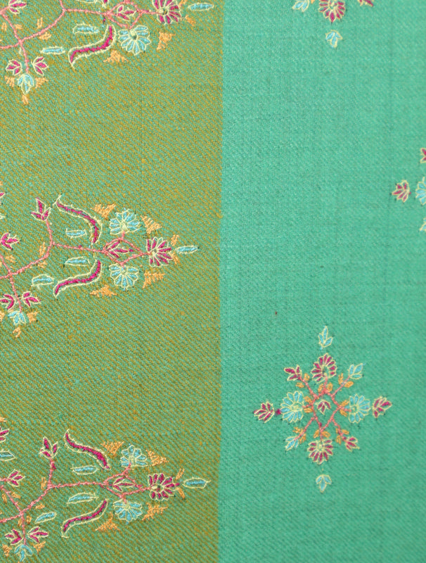 Multi color Base Striped Jali Embroidery Handwoven Cashmere Shawl
