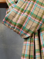 Beige and Pink Plaid Pure Cashmere Pashmina Shawl– Handwoven Luxury