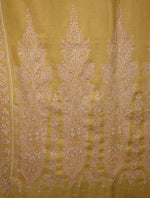 Mustard Big Border Embroidery Cashmere Pashmina Shawl