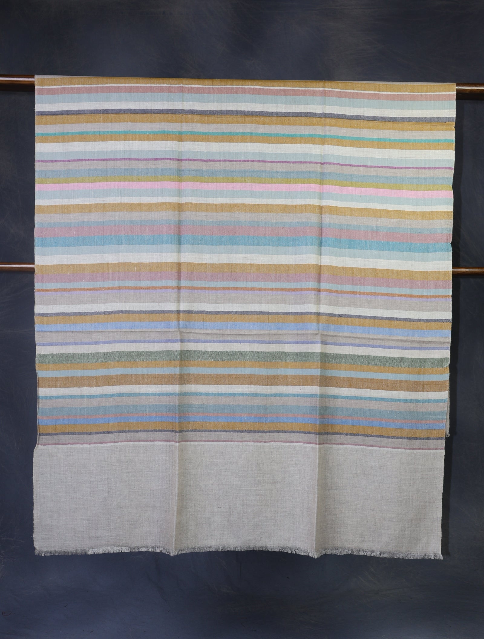Natural Multicolor Striped handwoven Cashmere Pashmina Shawl