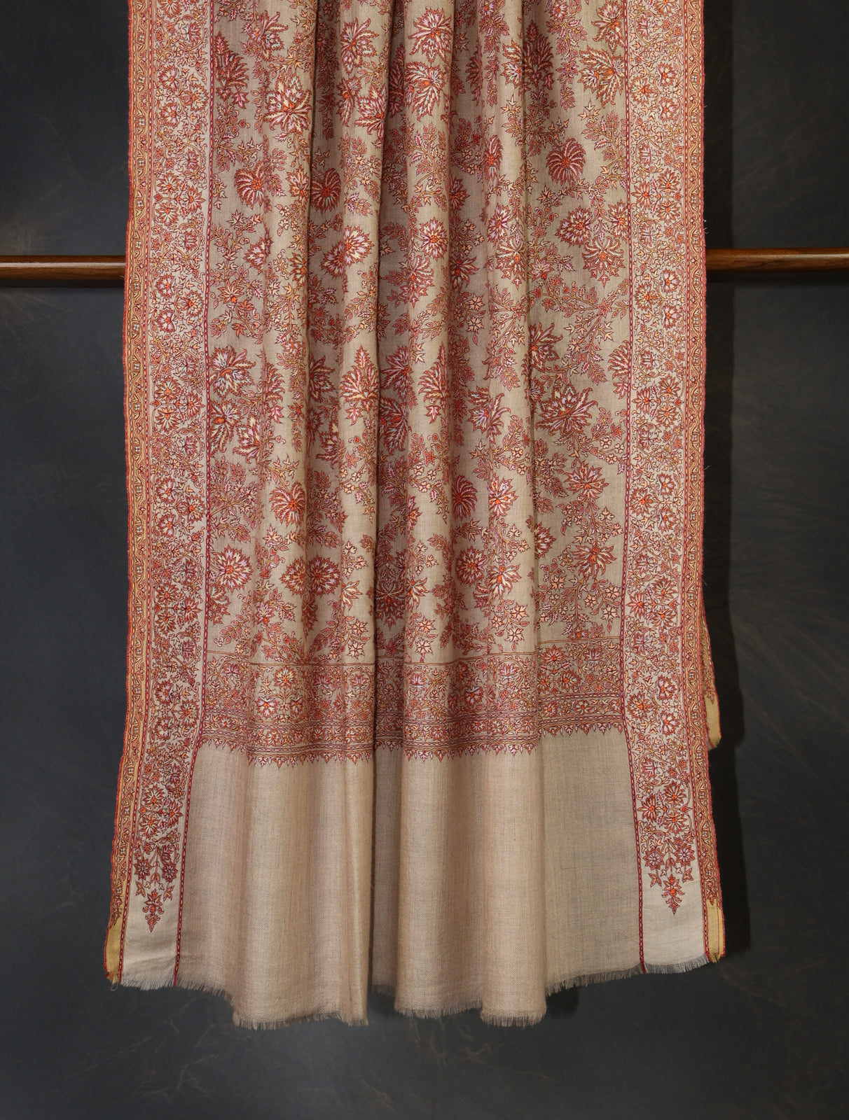 Natural Color Jamawar Embroidery Pashmina Shawl