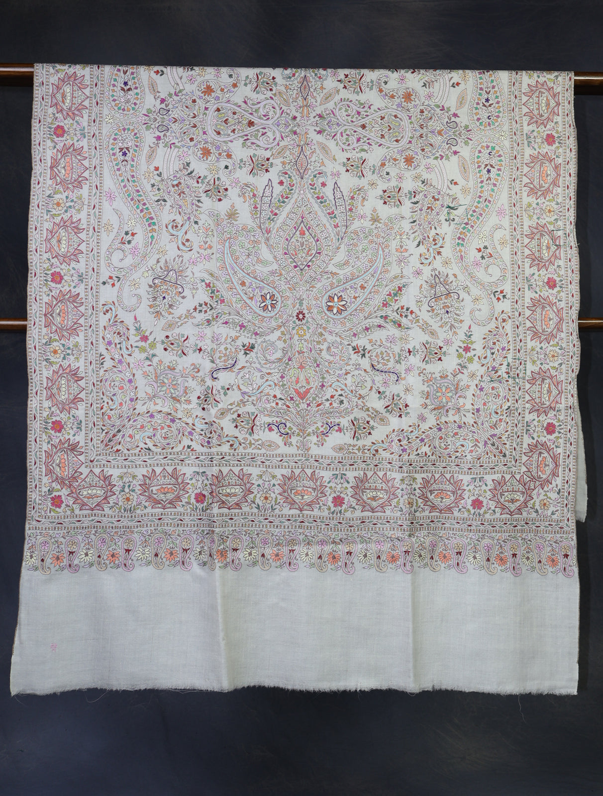Ivory Color Kalamkari Pashmina Shawl