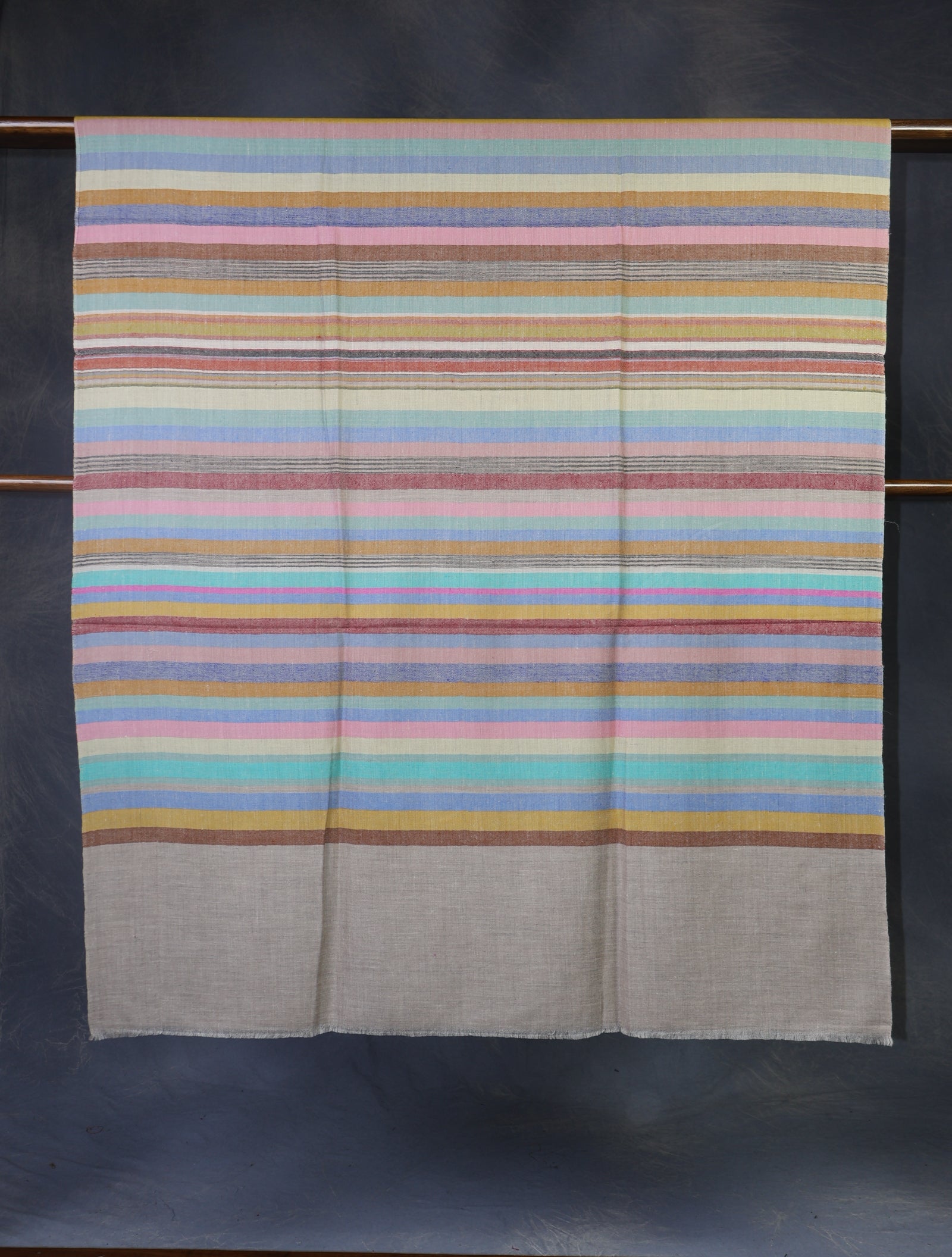 Natural Multicolor Striped handwoven Cashmere Pashmina Shawl