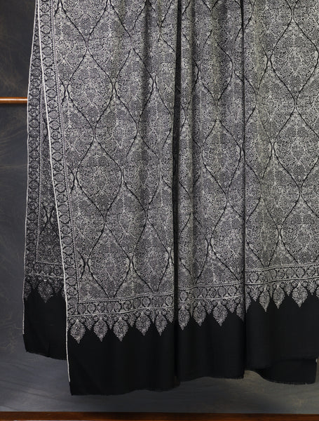 3 Yard Black Base Jamawar Embroidery Handwoven Cashmere Shawl