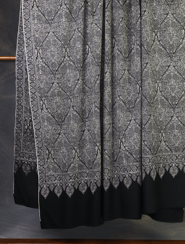 3 Yard Black Base Jamawar Embroidery Handwoven Cashmere Shawl